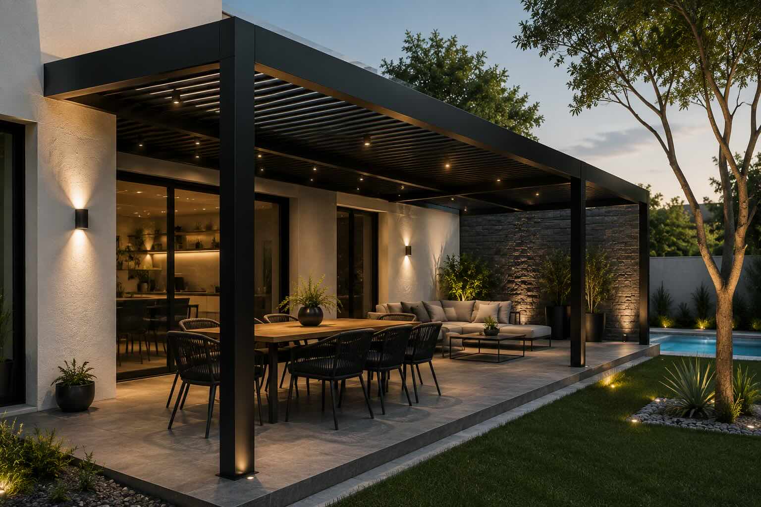 Pérgola metálica moderna