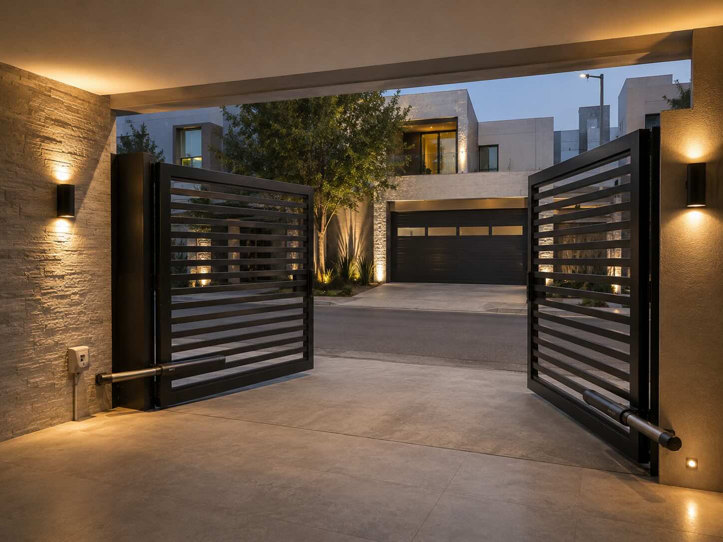 Portón eléctrico residencial moderno
